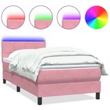 Box spring postelja z vzmetnico roza 80x220 cm žamet, (21791043) | Shoptok.si