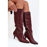Boto Women's Boots on Low Heel Lined with Eco Leather Bordeaux Marcellia | Shoptok.si