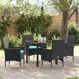  Set stola i stolica s jastukom 5 pcs Crna PE ratan | shoptok.hr