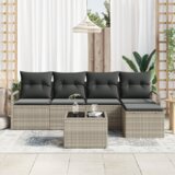  6 delni vrtni kavč set z blazinami svetlo sivi poly ratan | Shoptok.si