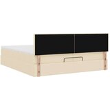 vidaXL Otomanski posteljni okvir z vzmetnico krem 200x200 cm blago, (21670865) | Shoptok.si