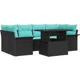  Sjedeća garnitura za vrt s jastukom 7 pcs Crna Poli Ratan | shoptok.hr
