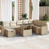 vidaXL 9-dijelni set vrtnih sofa s jastucima bež od poliratana | shoptok.hr