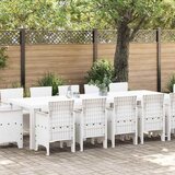 vidaXL Komplet za jedilnico v vrtu 13 pcs Bela Poli rattan in bombaž Cene