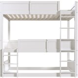 Lumor Pogradna postelja iz masivnega lesa 3x90x200 cm - z dvema letvama - bela, (22068449) Cene