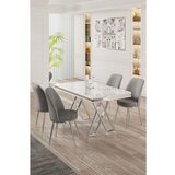 Hanah home vals - white, chrome, grey whitechromegrey dining table & chairs set (5 pieces) | ePonuda.com