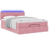  Otomanski krevet s madracem&amp LED ružičasti 140x190 cm baršunasti | shoptok.hr