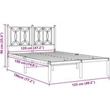 Metalni okvir za krevet s uzglavljem crni 120x190 cm | shoptok.hr