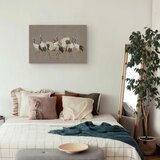  Slika - Crane dance – bright silhouettes of birds against a warm grey background with texture 120x80 Akustična | shoptok.hr