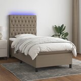The Living Store Box spring postelja z vzmetnico LED taupe 80x200 cm blago - Box Spring Postelja, (21516198) Cene