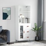 vidaXL Visoka omara bela 69,5x34x180 cm inženirski les | Shoptok.si