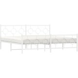  Metalni okvir kreveta uzglavlje i podnožje bijeli 193x203 cm | shoptok.hr