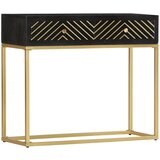 vidaXL Konzolna mizica črna in zlata 90x30x75 cm trden mangov les, (20621219) | Shoptok.si
