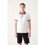 Avva Men's White 100% Cotton Polo Neck Standard Fit Regular Cut T-shirt Cene
