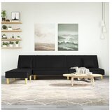 vidaXL Raztegljiv kavc L oblike crn 255x140x70 cm tkanina Cene