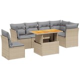 Maison Chic Seti vrtnega pohištva - Vrtna garnitura - Vrtni pohištvo set 7-delna z blazinami bež poli ratan, (21808454) | Shoptok.si
