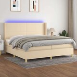  Box spring s madracem LED krem 200x200 cm od tkanine Cijene