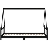  Otroški posteljni okvir črn 90x190 cm trdna borovina, (20787643) | Shoptok.si