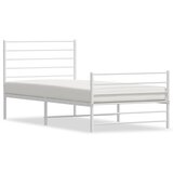 The Living Store Kovinski posteljni okvir z vzglavjem in vznožjem bel 107x203 cm - Posteljni Okvir, (21524534) | Shoptok.si