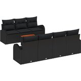 vidaXL 8-delni set vrtne sedežne garniture z blazinami Črna Poly Ratan Akacija, 2-sedežna vrtna garnitura s shranjevanjem in blazinami Črna Poly Ratan Cene