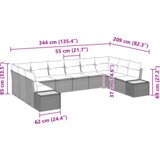 vidaXL 10-delni vrtni sedežni set z blazinami siva poli ratan akacija | Shoptok.si