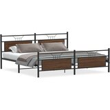Metalni Kovinski posteljni okvir brez vzmetnice rjavi hrast 200x200 cm, (21829518) | Shoptok.si