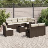  9-dijelni set vrtnih sofa s jastucima poliratan smeđi | shoptok.hr