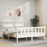 Maison Chic Posteljni okvir - Dvoposteljna postelja - Zakonska postelja brez vzmetnice bel 160x200 cm trdna borovina-J3511, (21774611) | Shoptok.si