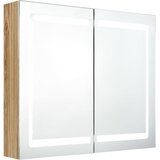  LED kupaonski ormarić s ogledalom boja hrasta 80 x 12 x 68 cm | Eponuda.com