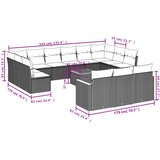  14-dijelni set vrtnih sofa s jastucima poliratan crni | shoptok.hr