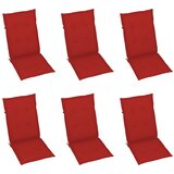  Sklopive stolice 6 kom s jastucima od punog bagremovog drveta Crvena 120 x 50 x 3 cm | shoptok.hr