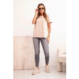 Polski Women's cotton blouse in a classic cut beige Cijene
