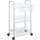 vidaXL Voziček za shranjevanje 3-nadstropna prozoren 37x28x68 cm akril | Shoptok.si