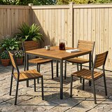  Stol za večeru u vrtu Prirodna i crna 110 x 108,5 x 75 cm | shoptok.hr