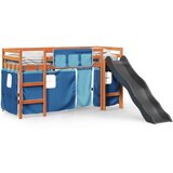 vidaXL Otroški pograd z zavesami modra 80x200 cm trdna borovina | Shoptok.si