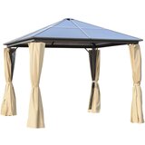 Outsunny Vrtni gazebo 2,94x2,94 m s polikarbonatno streho in mrežami proti muham, aluminijast okvir, kava in kaki, (20744488) Cene