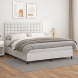  s oprugama i madracem bijeli 160x200 cm od umjetne kože | shoptok.hr