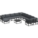 vidaXL Sjedeća garnitura za vrt 12 pcs Crna 71.5 x 71.5 x 71 cm Metal | shoptok.hr