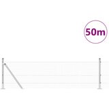 vidaXL varjena žična ograja s 13 flanšnimi stebri 0.5x50 m pocinkano jeklo | Shoptok.si