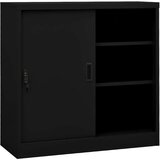 Pisarniška omara z drsnimi vrati črna 90x40x90 cm jeklo, (20620659) | Shoptok.si