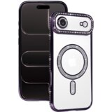 Onasi Silikonski ovitek Luxury MagSafe za iPhone 17 Air - prozorno vijola z bleščicami | Shoptok.si
