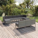 Maison Chic Seti vrtnega pohištva - Vrtna garnitura - Vrtni pohištvo set 10-delna z blazinami poli ratan siva, (21811687) | Shoptok.si
