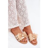 Boto Ladies flat sandals with tulle bow gold Tanira | Shoptok.si