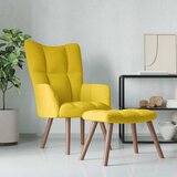 vidaXL stol za sproščanje s stolčkom gorčično rumen žamet | Shoptok.si