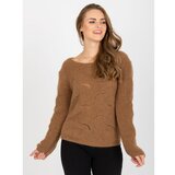 Fashion Hunters Brown fluffy classic sweater with OCH BELLA wool Cene