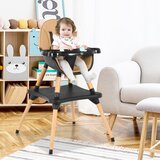  Dječja hranilica 4 u 1 s sigurnosnim pojasom i uklonjivim pladnjem, dječja sjedala, smeđa | shoptok.hr