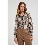Moodo Pleated shirt with floral pattern - black Cene