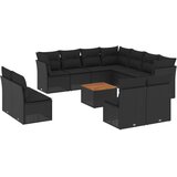  12-dijelni set vrtnih sofa od poliratana s jastucima crni | shoptok.hr
