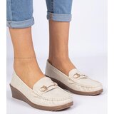 Gemre Beige Women's Wedge Loafers Sameri | Shoptok.si