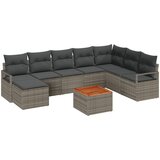 vidaXL 9-delni vrtni sofa set z blazinami Siva Poli Ratan Akacija, 2-sedna vrtna sofa z blazinami Siva Poli Ratan Cene